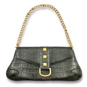 New York & Company Faux Alligator Skin Handbag Purse Green Brushed Gold NY&C